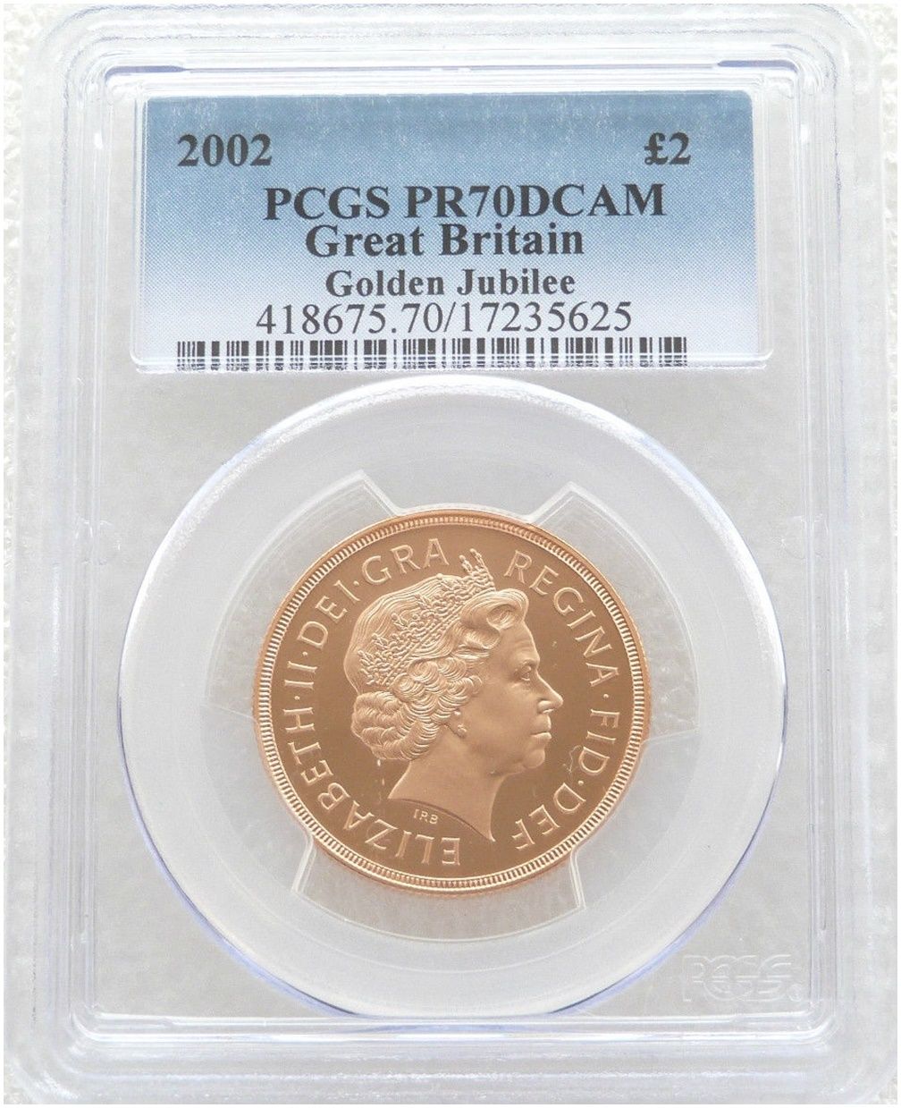 2002 Golden Jubilee £2 Double Sovereign Gold Proof Coin PCGS PR70 DCAM