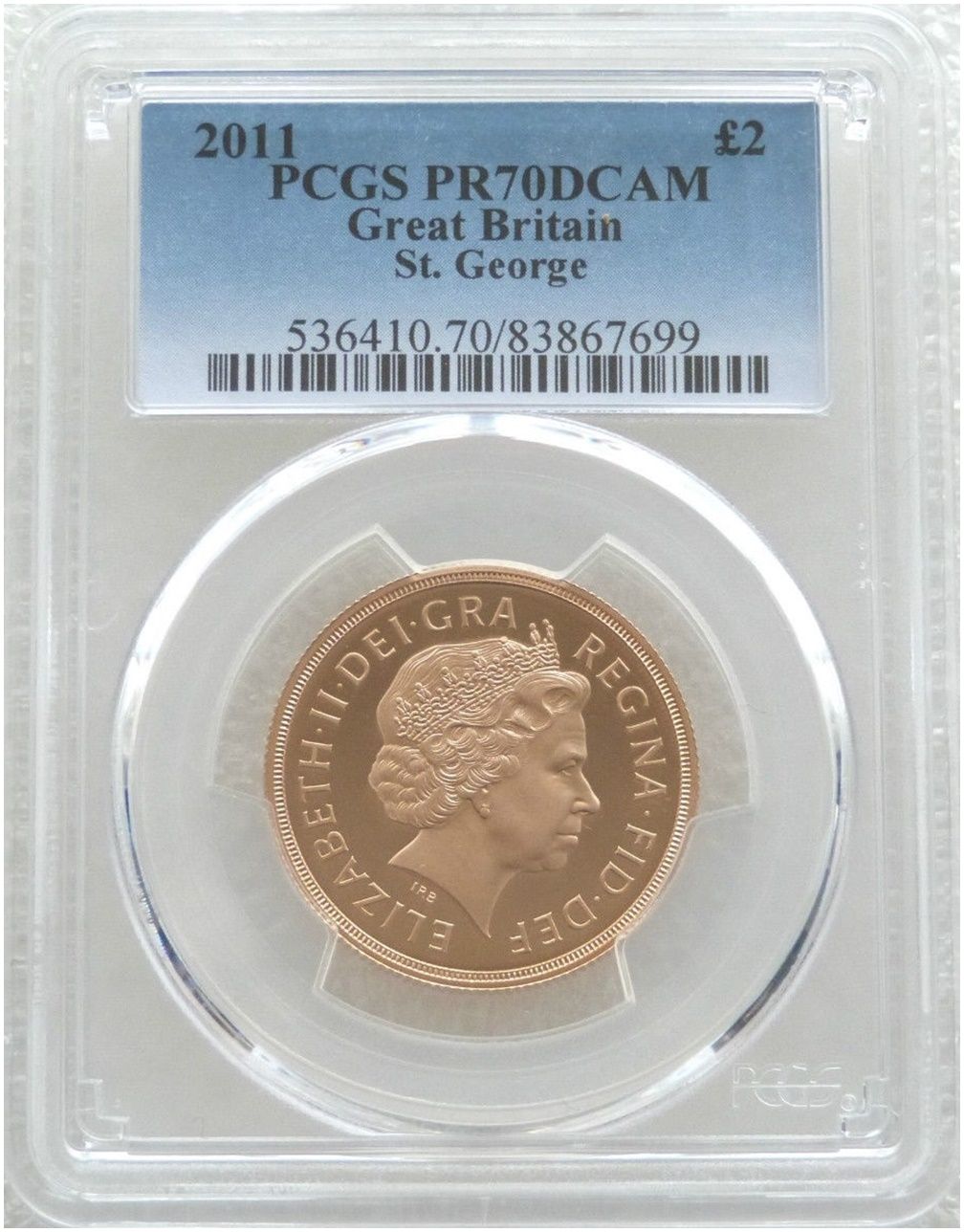 2011 St George and the Dragon £2 Double Sovereign Gold Proof Coin PCGS PR70 DCAM