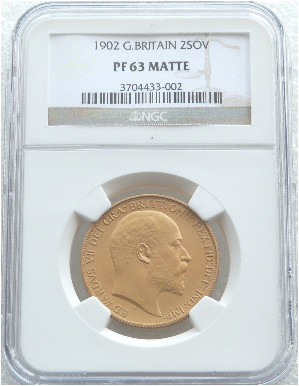 1902 Edward VII Coronation £2 Double Sovereign Gold Matte Proof Coin NGC PF63