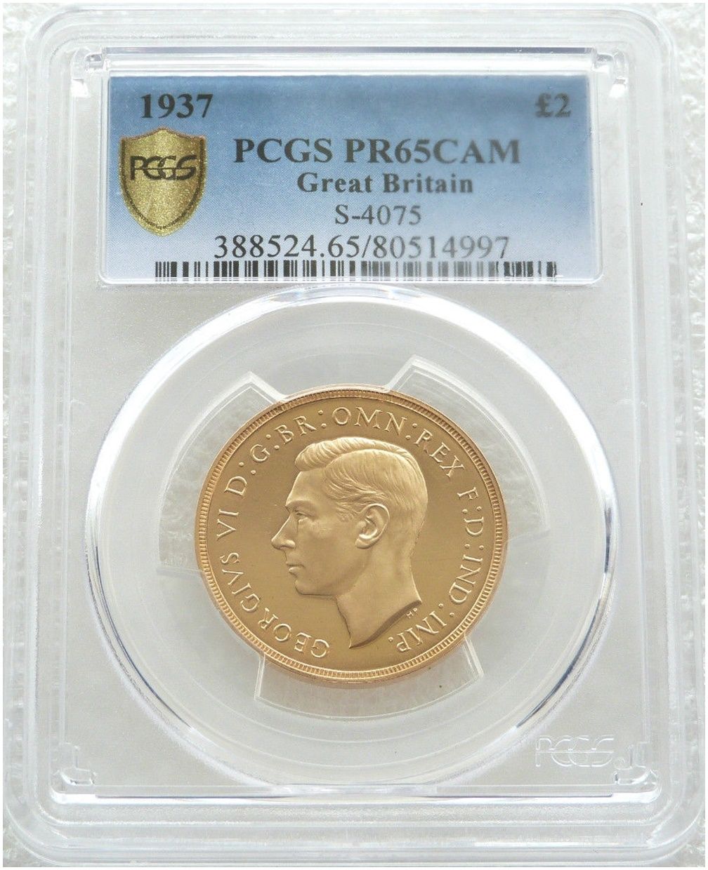 1937 George VI Coronation £2 Double Sovereign Gold Proof Coin PCGS PR65 CAM