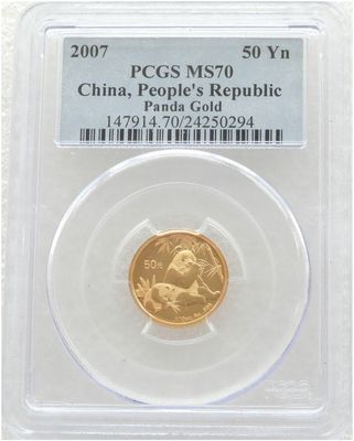 2007 China Panda 50 Yuan Gold 1/10oz Coin PCGS MS70
