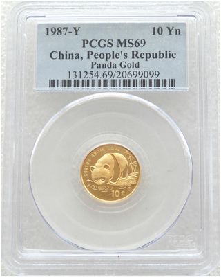 1987-Y China Panda 10 Yuan Gold 1/10oz Coin PCGS MS69
