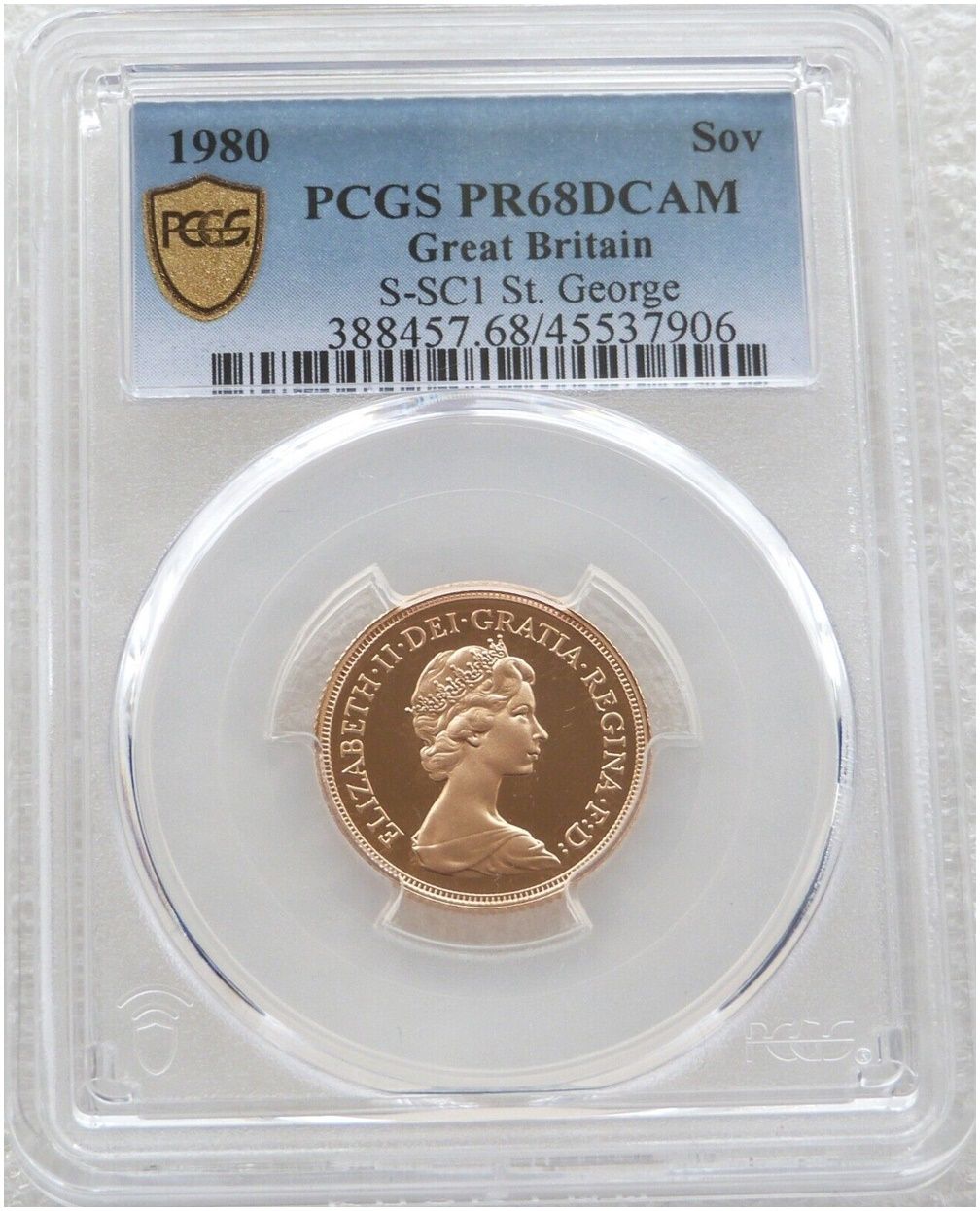 1980 St George and the Dragon Full Sovereign Gold Proof Coin PCGS PR68 DCAM