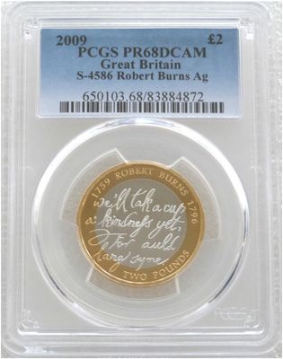 2009 Robert Burns £2 Silver Proof Coin PCGS PR68 DCAM