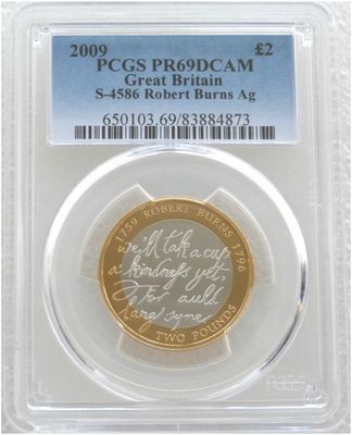 2009 Robert Burns £2 Silver Proof Coin PCGS PR69 DCAM