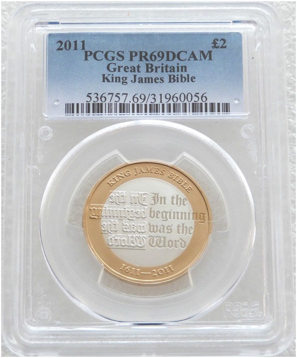 2011 King James Bible £2 Silver Proof Coin PCGS PR69 DCAM