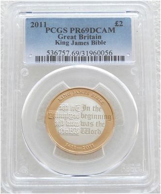 2011 King James Bible £2 Silver Proof Coin PCGS PR69 DCAM