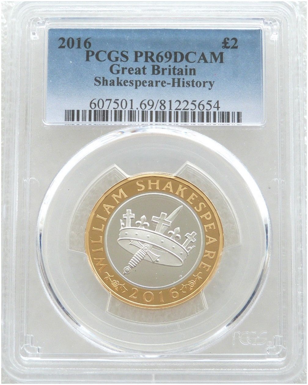 2016 William Shakespeare Histories £2 Silver Proof Coin PCGS PR69 DCAM