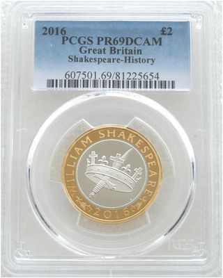 2016 William Shakespeare Histories £2 Silver Proof Coin PCGS PR69 DCAM