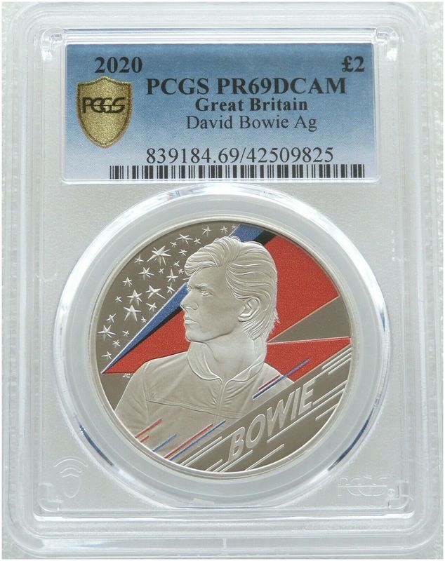 2020 Music Legends David Bowie £2 Silver Proof 1oz Coin PCGS PR69 DCAM