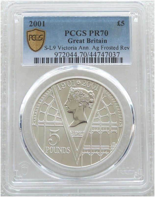 2001 Queen Victoria Frosted £5 Silver Matte Proof Coin PCGS PR70
