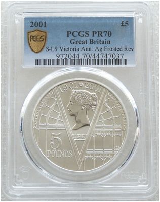 2001 Queen Victoria Frosted £5 Silver Matte Proof Coin PCGS PR70