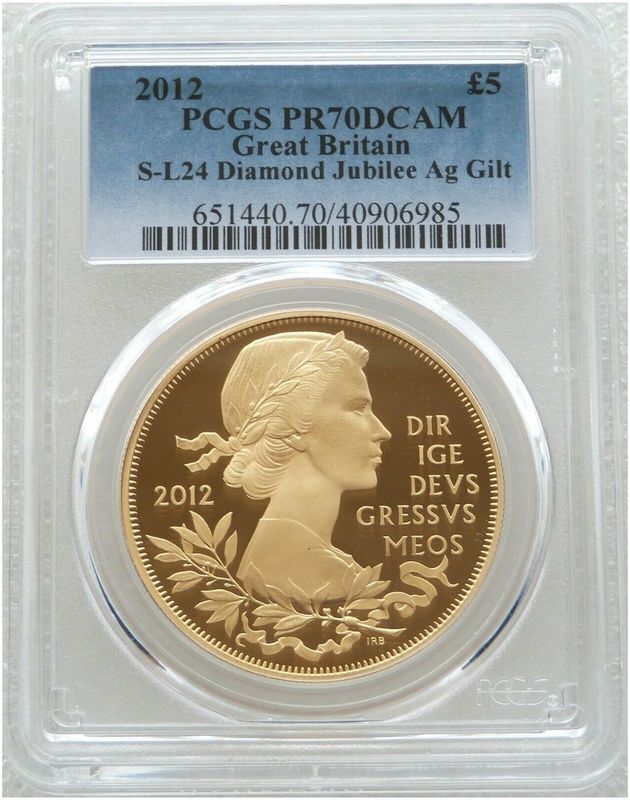 2012 Diamond Jubilee £5 Silver Gold Proof Coin PCGS PR70 DCAM