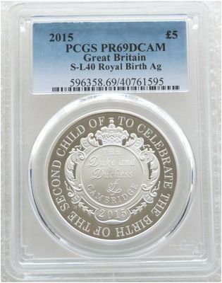 2015 Princess Charlotte Royal Birth £5 Silver Proof Coin PCGS PR69 DCAM
