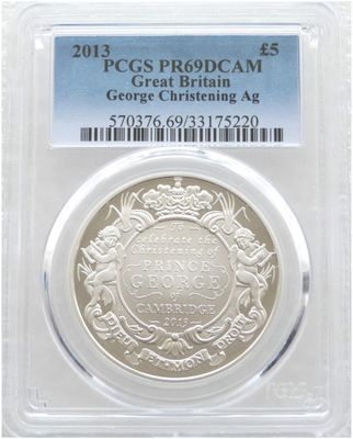 2013 Prince George Royal Christening £5 Silver Proof Coin PCGS PR69 DCAM