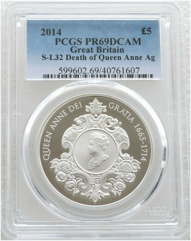 2014 Queen Anne £5 Silver Proof Coin PCGS PR69 DCAM