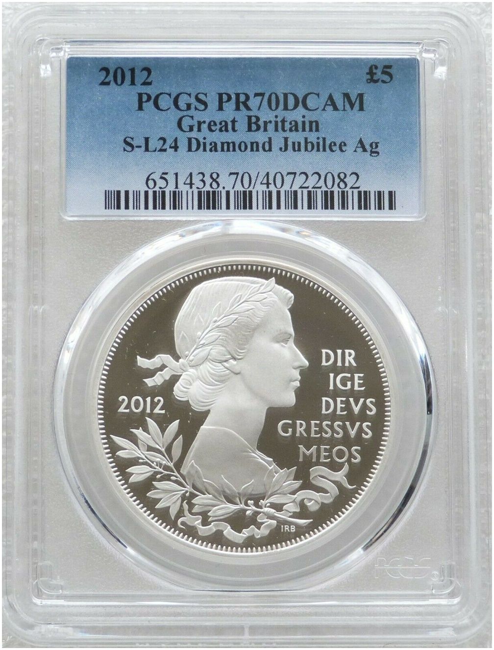 2012 Diamond Jubilee £5 Silver Proof Coin PCGS PR70 DCAM