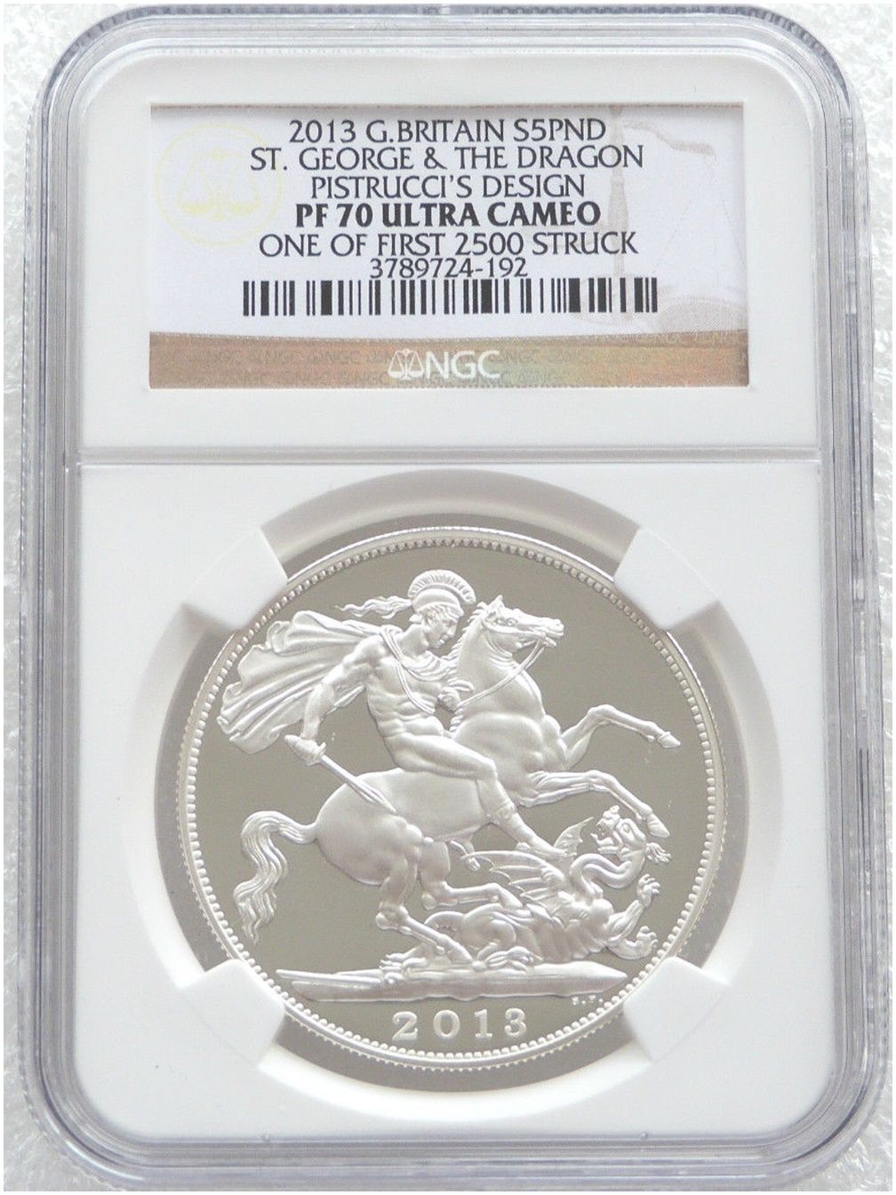 2013 Prince George Royal Birth St George and the Dragon £5 Silver Proof Coin NGC PF70