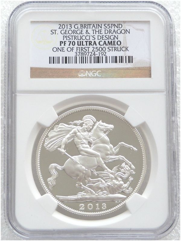 2013 Prince George Royal Birth St George and the Dragon £5 Silver Proof Coin NGC PF70