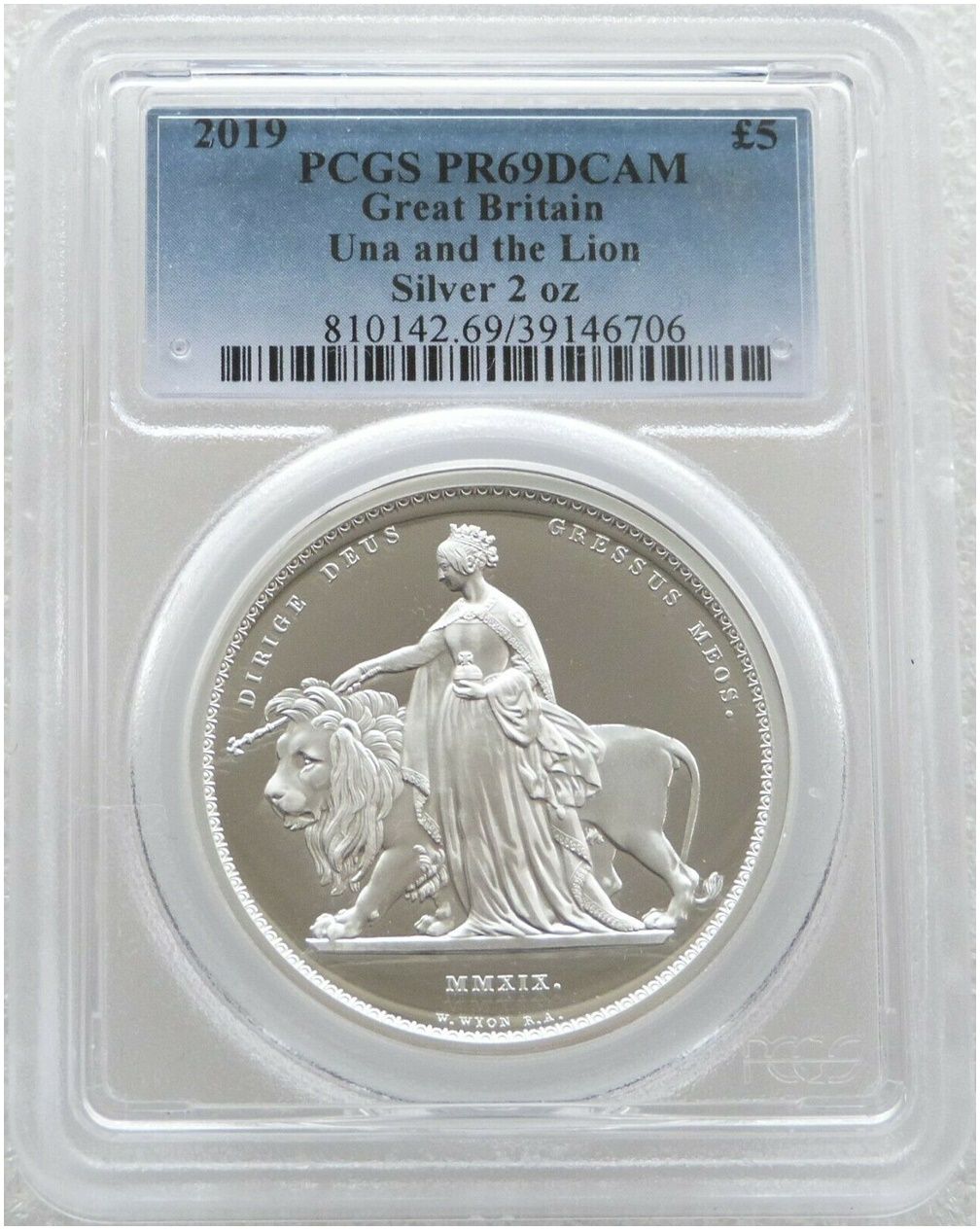 2019 Great Engravers Una and the Lion £5 Silver Proof 2oz Coin PCGS PR69 DCAM