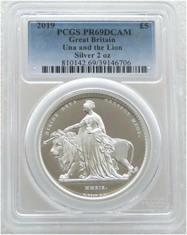 2019 Great Engravers Una and the Lion £5 Silver Proof 2oz Coin PCGS PR69 DCAM