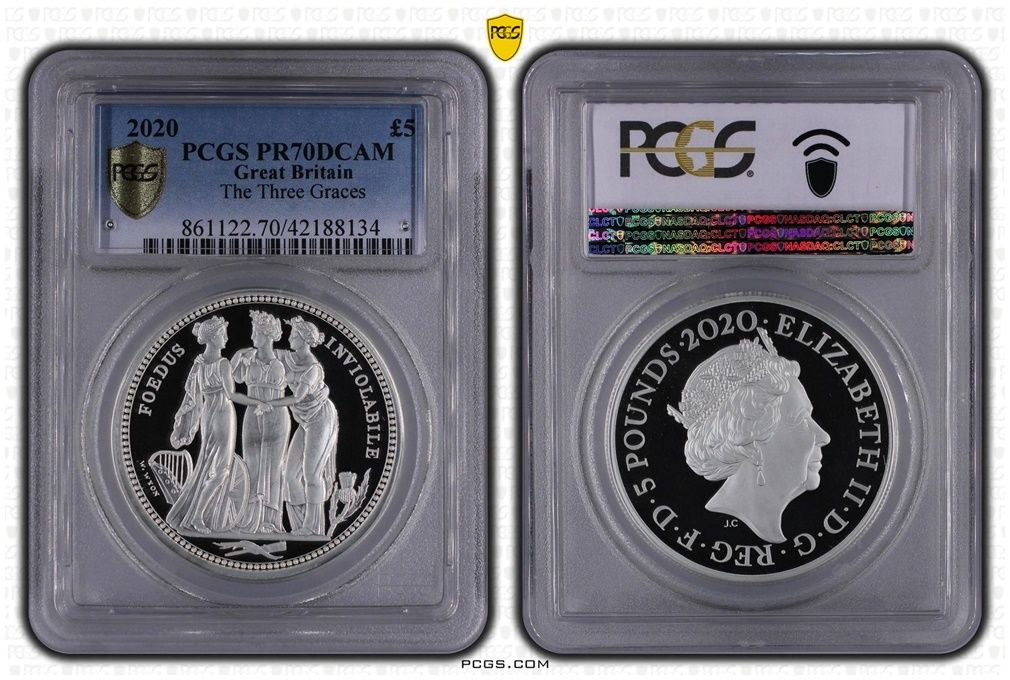 2020 Three Graces £5 Silver Proof 2oz Coin PCGS PR70 DCAM
