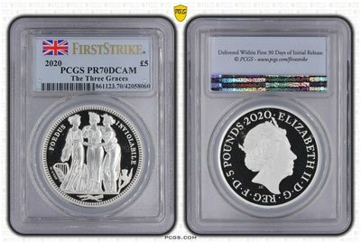 2020 Great Engravers Three Graces £5 Silver Proof 2oz Coin PCGS PR70 DCAM First Strike