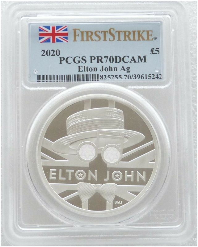 2020 Music Legends Elton John £5 Silver Proof 2oz Coin PCGS PR70 DCAM First Strike