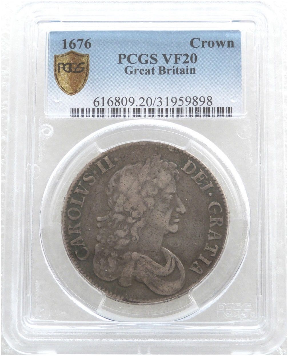 1676 Charles II Octavo Crown Silver Coin PCGS VF20