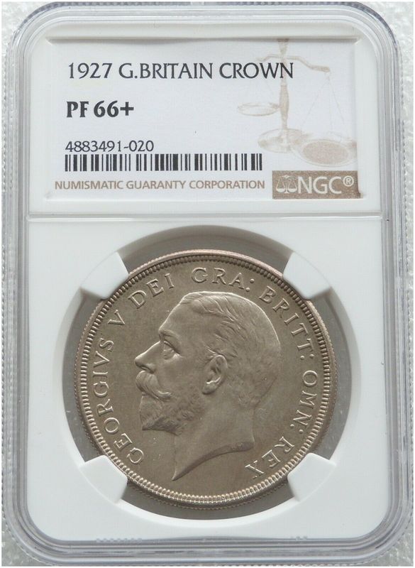 1927 George V Bare Head Silver Proof Wreath Crown Coin NGC PF66+