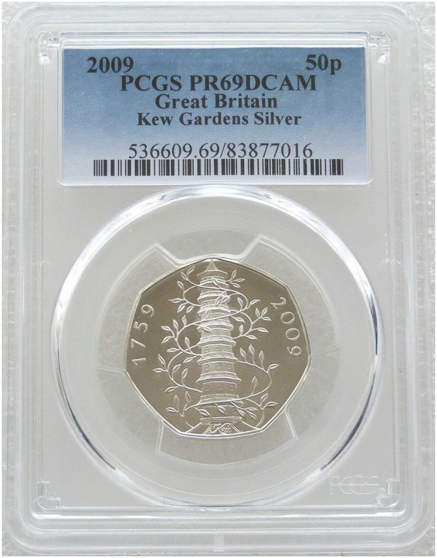 2009 Kew Gardens 50p Silver Proof Coin PCGS PR69 DCAM