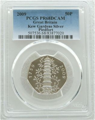 2009 Kew Gardens Piedfort 50p Silver Proof Coin PCGS PR68 DCAM 2009 Kew Gardens Piedfort 50p Silver Proof Coin PCGS PR68 DCAM