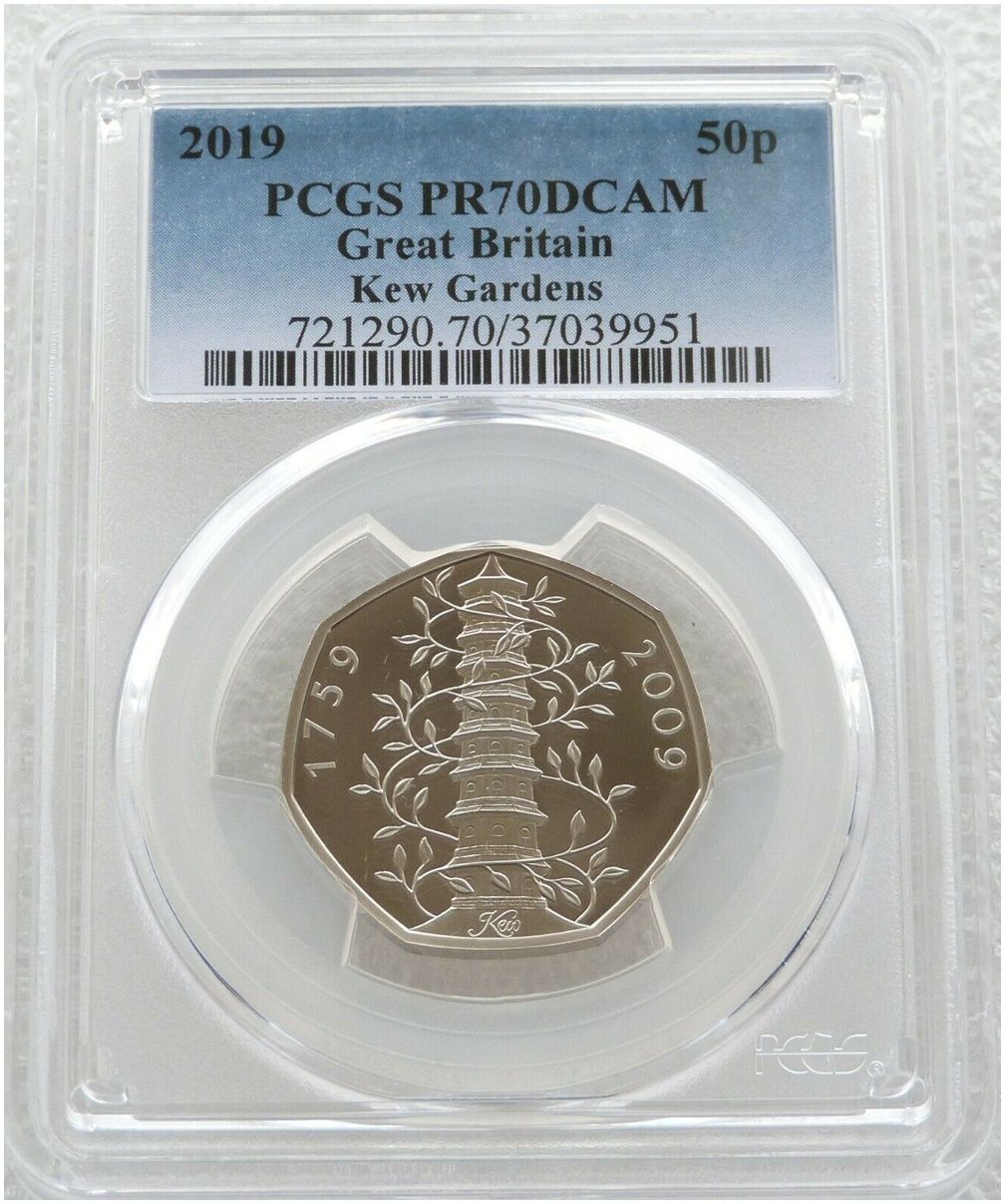 2019 Kew Gardens 50p Proof Coin PCGS PR70 DCAM - Mintage 3,500