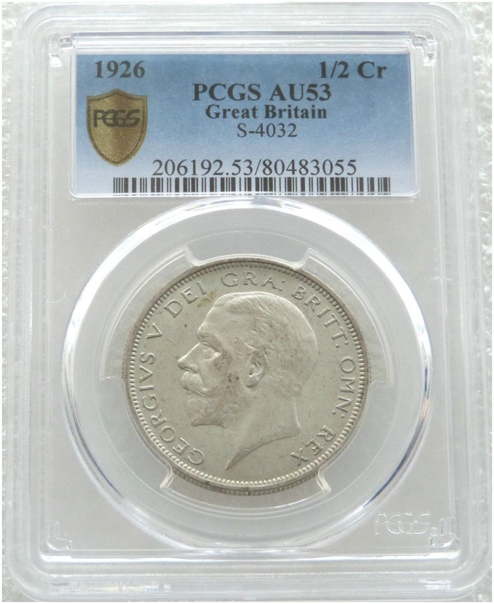 1926 George V Bare Head Half Crown Silver Coin PCGS AU53