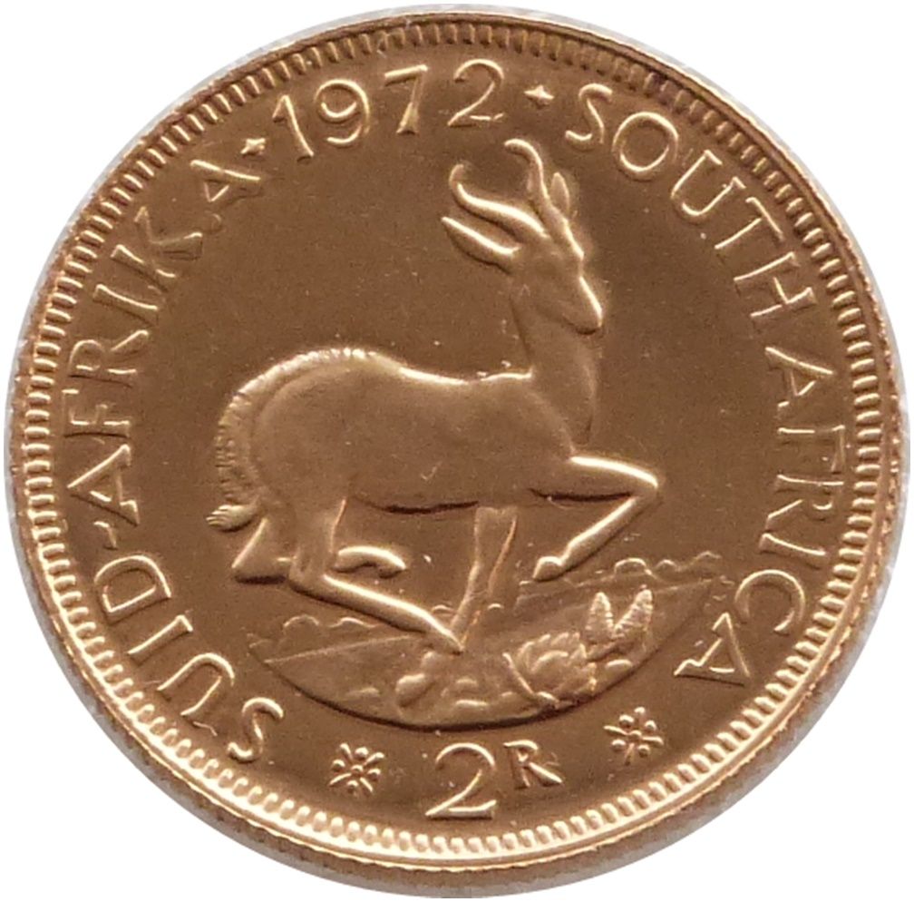 1972 South Africa Springbok Two Rand Gold Proof Coin