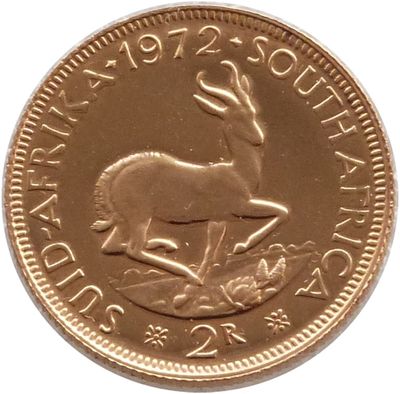 1972 South Africa Springbok Two Rand Gold Proof Coin
