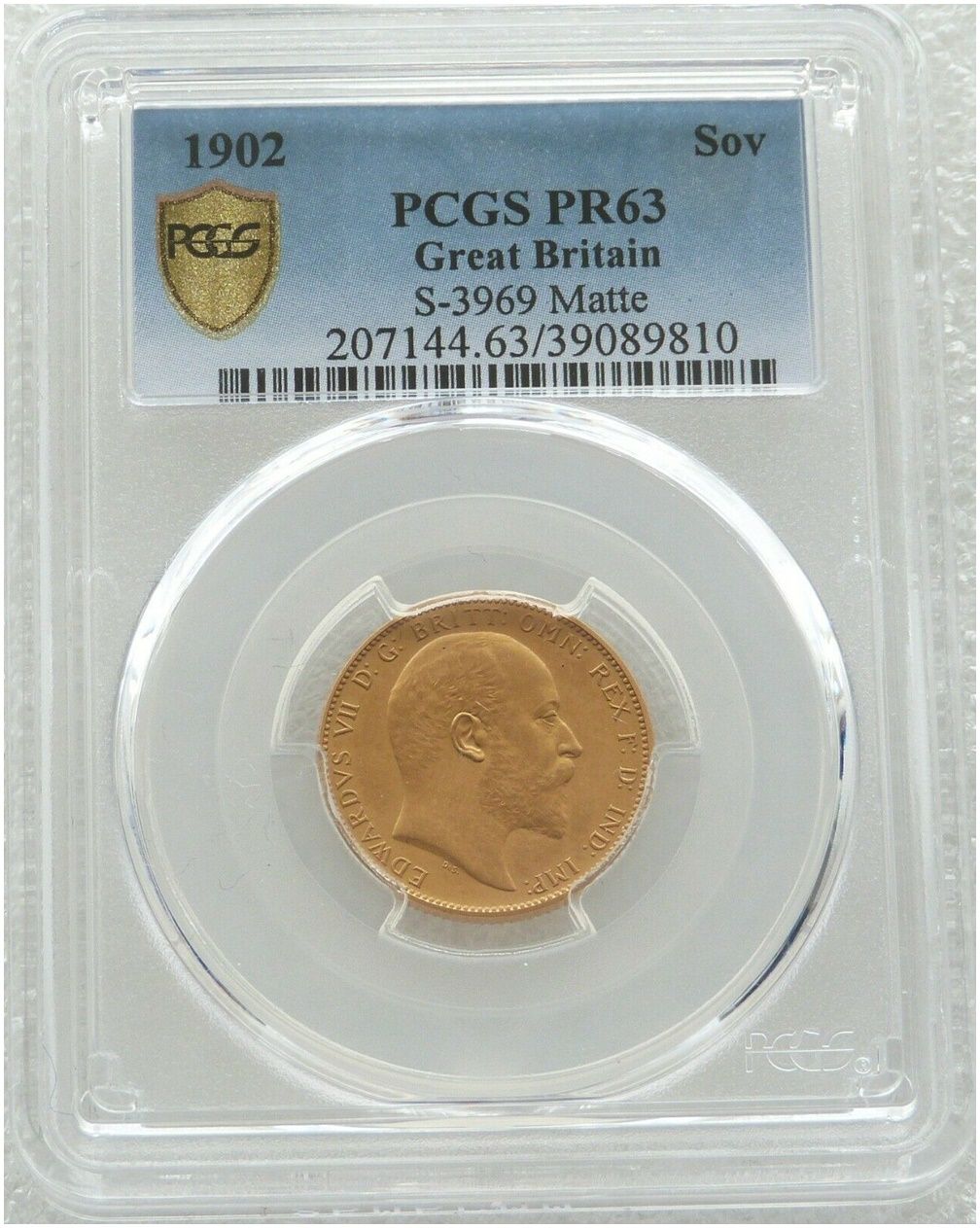 1902 Edward VII Coronation Full Sovereign Gold Matte Proof Coin PCGS PR63