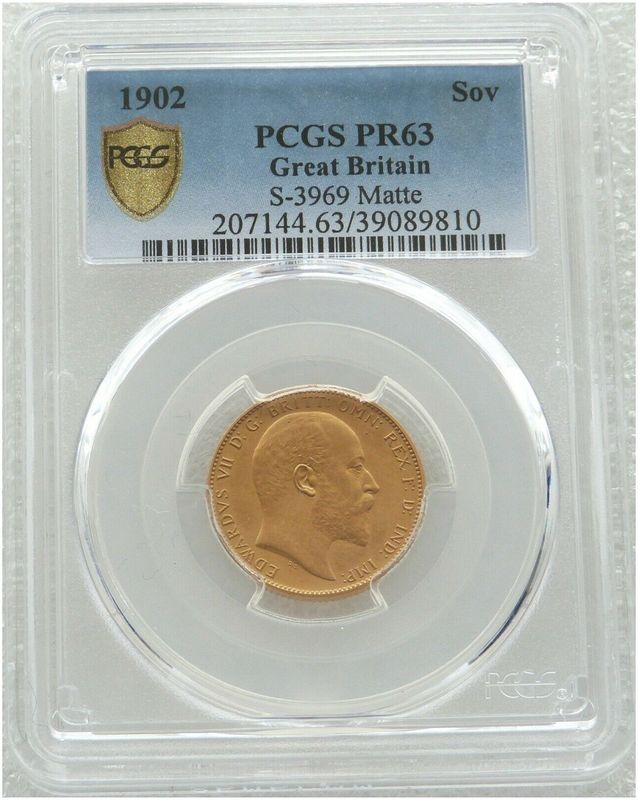 1902 Edward VII Coronation Full Sovereign Gold Matte Proof Coin PCGS PR63