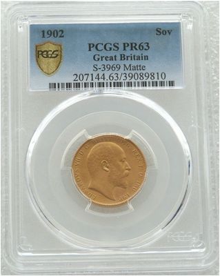 1902 Edward VII Coronation Full Sovereign Gold Matte Proof Coin PCGS PR63