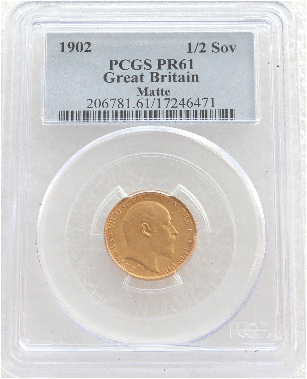 1902 Edward VII Coronation Half Sovereign Gold Matte Proof Coin PCGS PR61