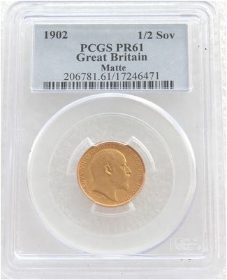 1902 Edward VII Coronation Half Sovereign Gold Matte Proof Coin PCGS PR61