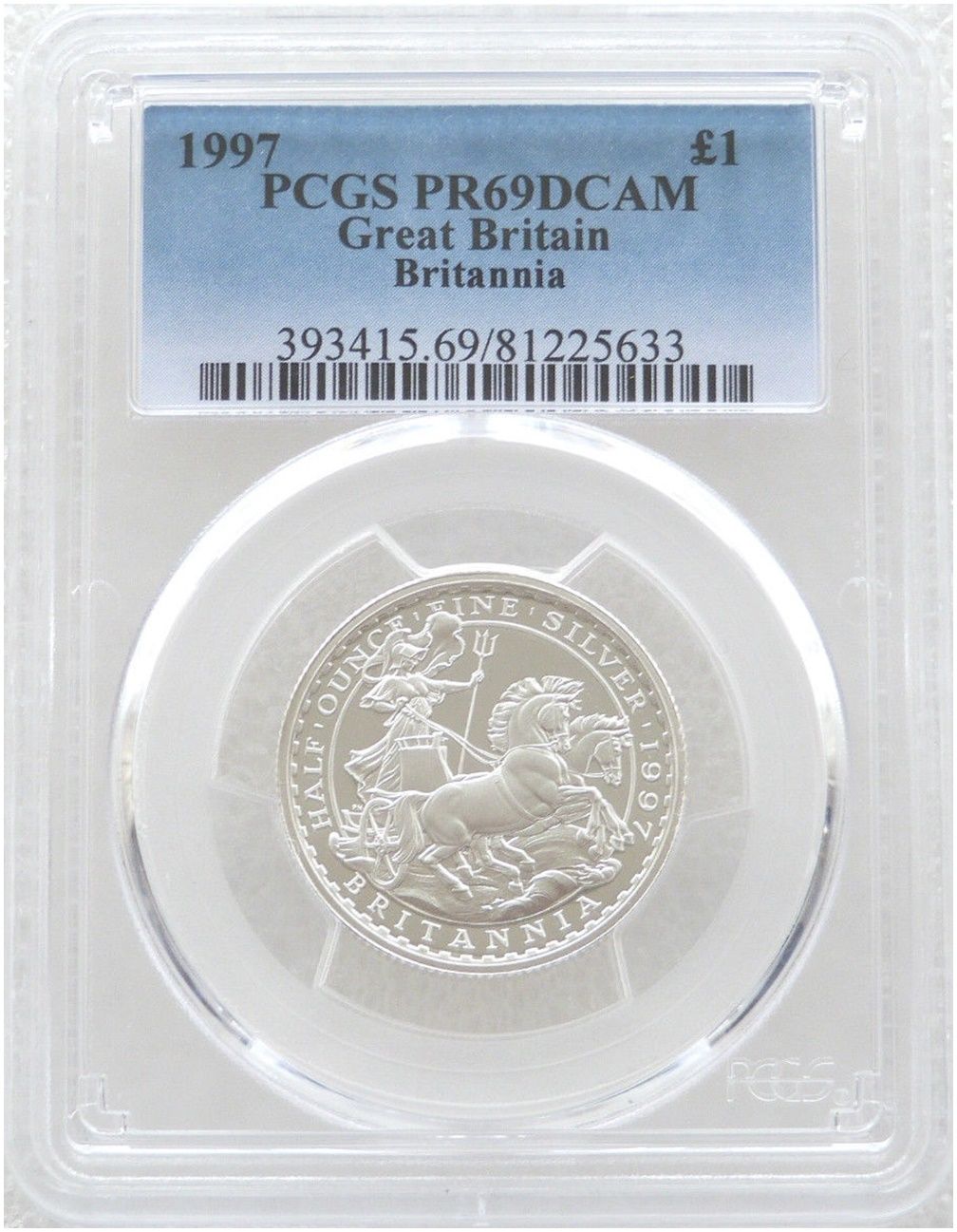 1997 Britannia £1 Silver Proof 1/2oz Coin PCGS PR69 DCAM