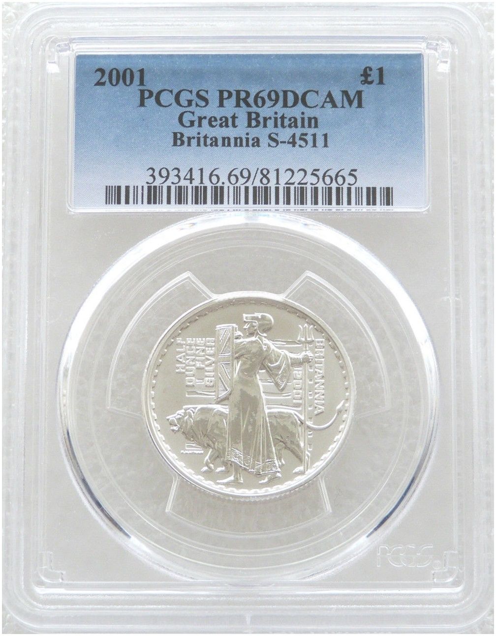 2001 Britannia £1 Silver Proof 1/2oz Coin PCGS PR69 DCAM