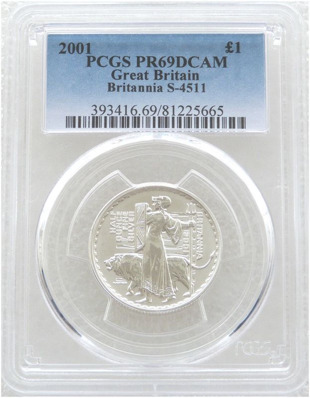 2001 Britannia £1 Silver Proof 1/2oz Coin PCGS PR69 DCAM
