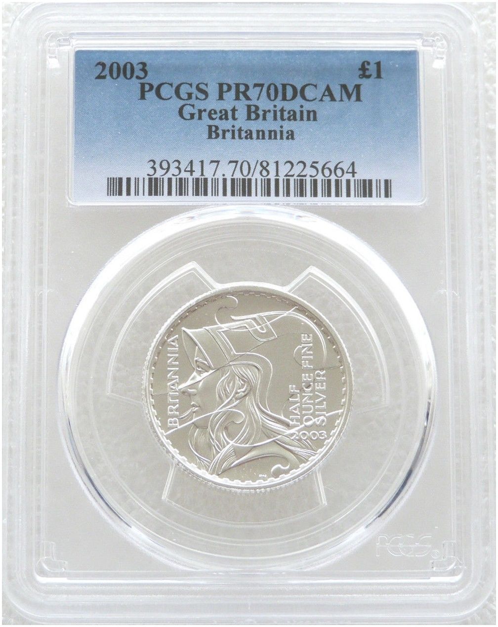 2003 Britannia £1 Silver Proof 1/2oz Coin PCGS PR70 DCAM