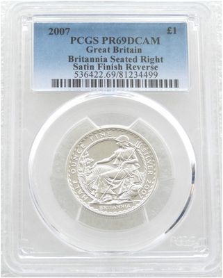 2007 Britannia £1 Silver Matte Proof 1/2oz Coin PCGS PR69 DCAM - 2005 Design