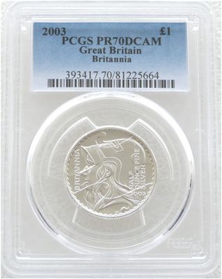 2003 Britannia £1 Silver Proof 1/2oz Coin PCGS PR70 DCAM