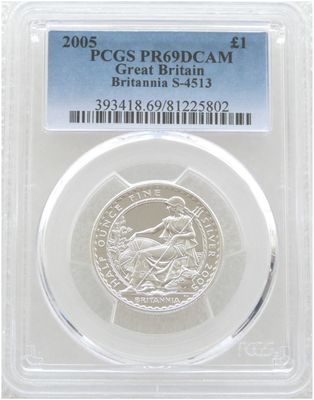 2005 Britannia £1 Silver Proof 1/2oz Coin PCGS PR69 DCAM