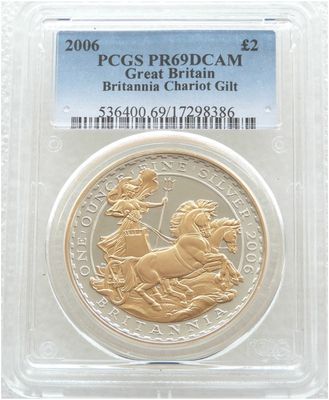 2006 Britannia Chariot £2 Silver Gold Proof 1oz Coin PCGS PR69 DCAM