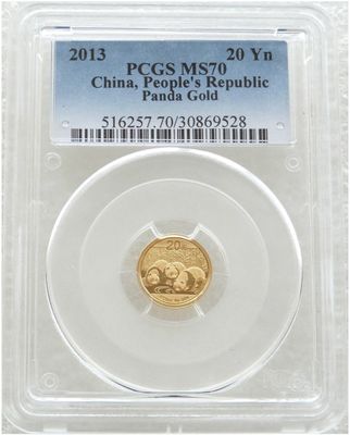 2013 China Panda 20 Yuan Gold 1/20oz Coin PCGS MS70